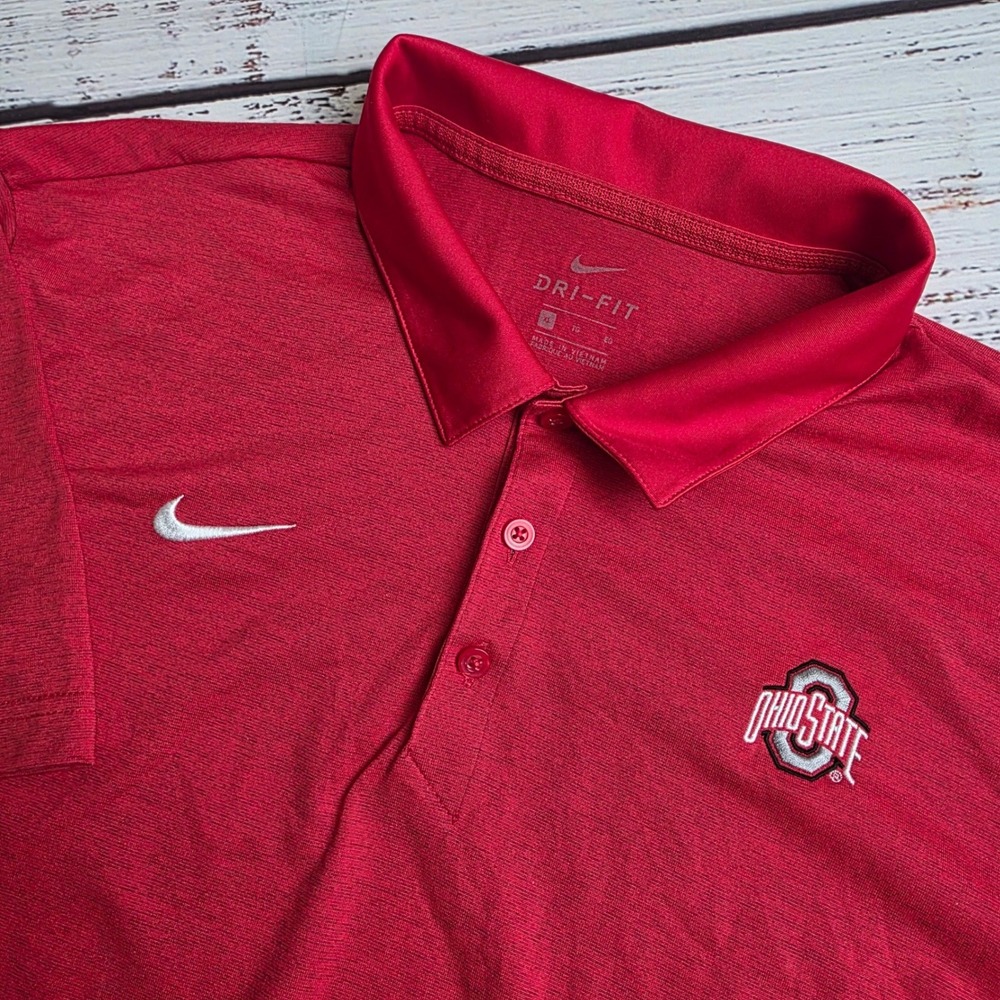 Nike Ohio State Buckeyes Dri-FIT Polo‎ Shirt Mens XL Red Heather BV6566-657